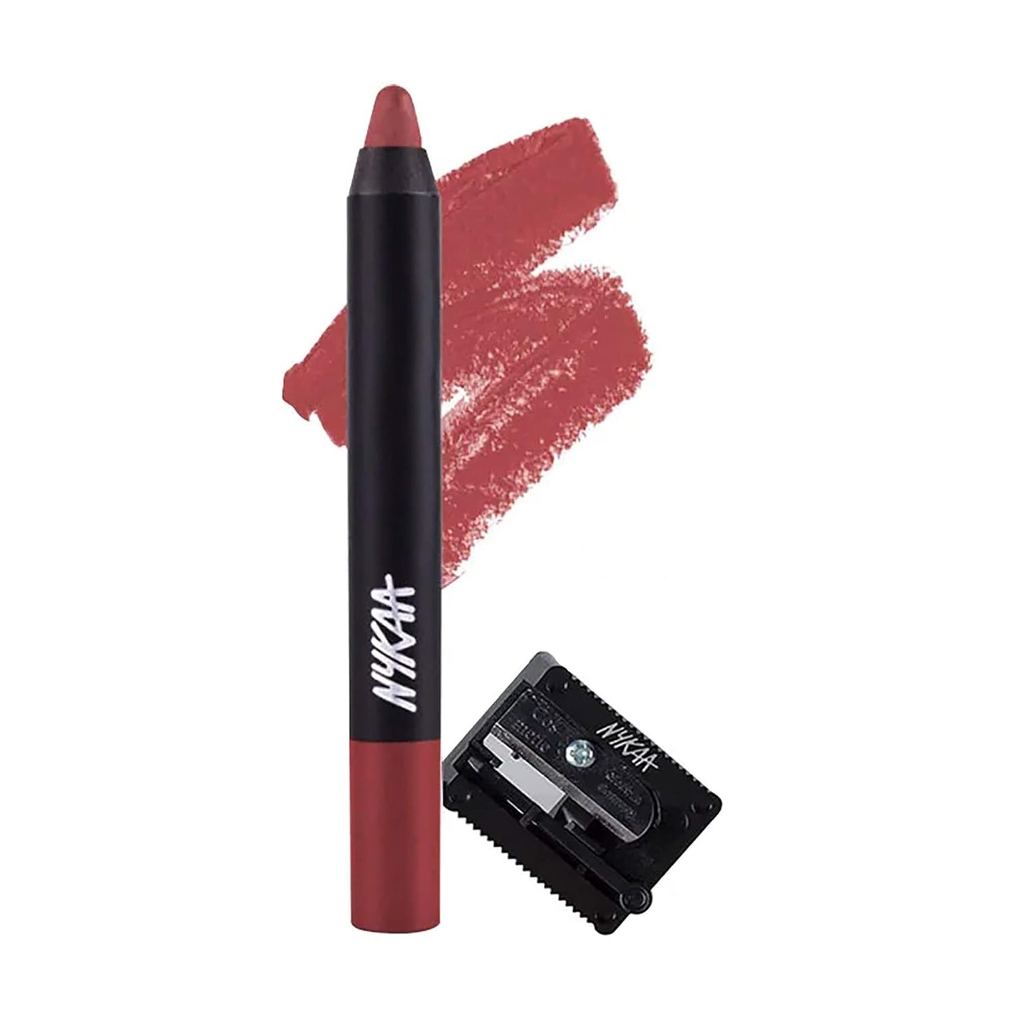 Nykaa MATTE-ilicious Lip Crayon - Jade Rose (2.8gm) shade No 11 With Prove Your Point Cosmetic Sharpener