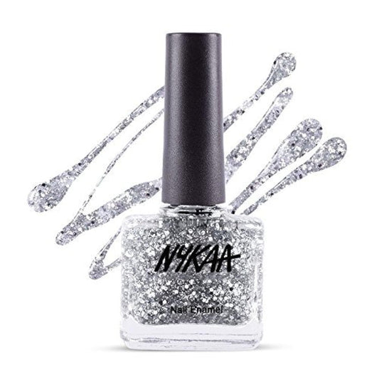 Nykaa Gel Polish, Shimmery Finish, 227 Silver Snow, 9Ml