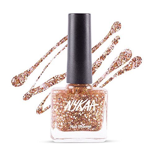 Nykaa Star Studded Glitter Coat Nail Enamel - 225 Boujee Rose Gold (9ml)