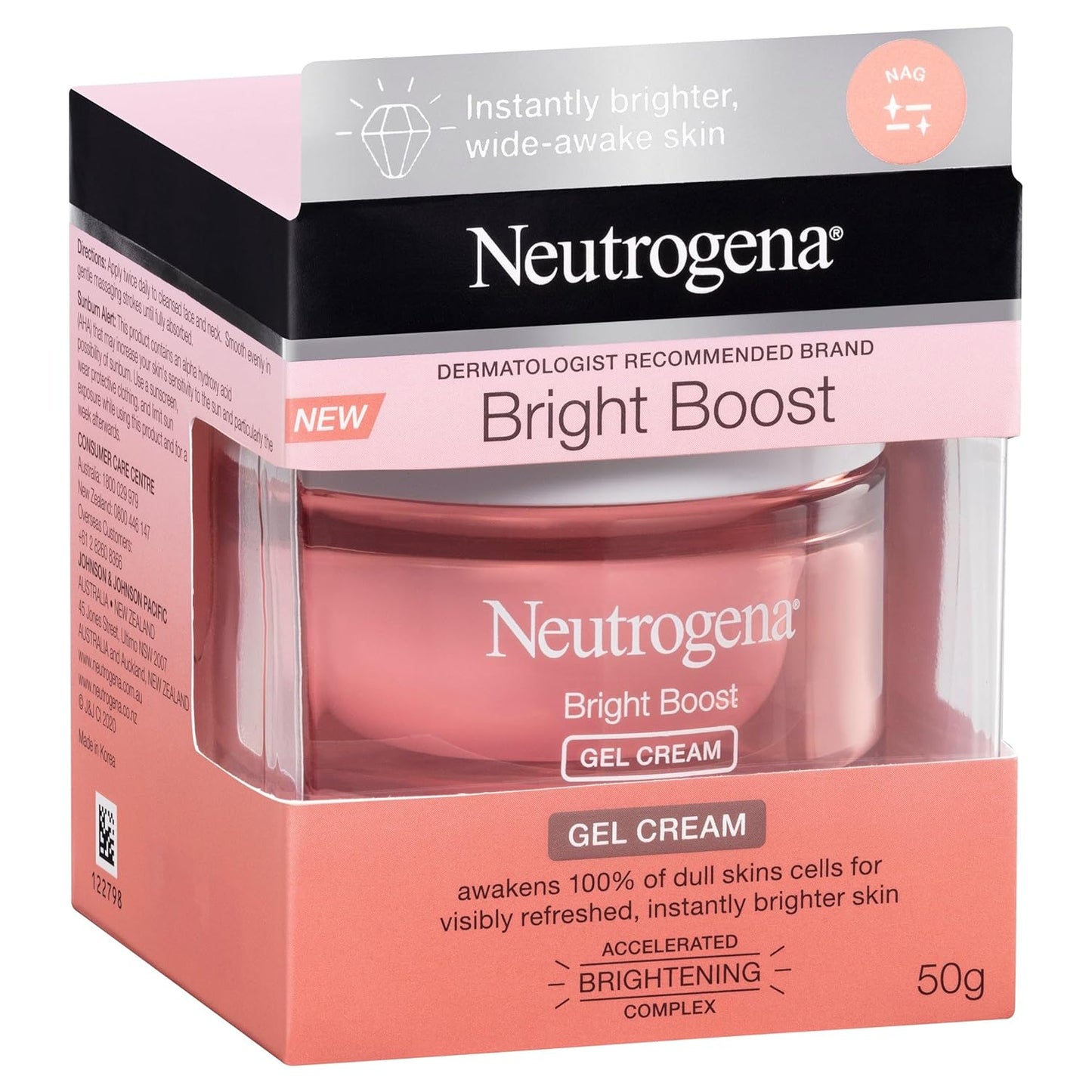 Neutrogena Bright Boost Brightening Gel Moisturizing Face Cream with Skin Resurfacing and Brightening Neoglucosamine for smooth skin, Facial Cream with AHA, PHA, and Mandelic Acids, 50ml (Pack of 1)