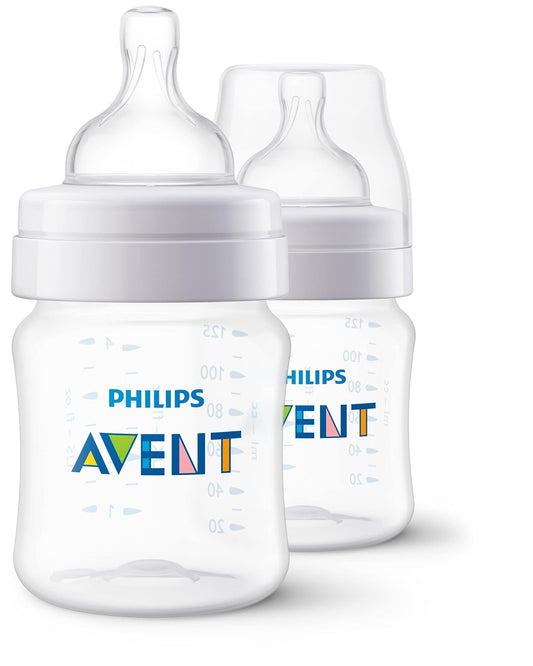 Philips Avent Anti-Colic Baby Feeding Bottles by Fratelli | 4oz/125ml - Pack of 2 | SCY100/20