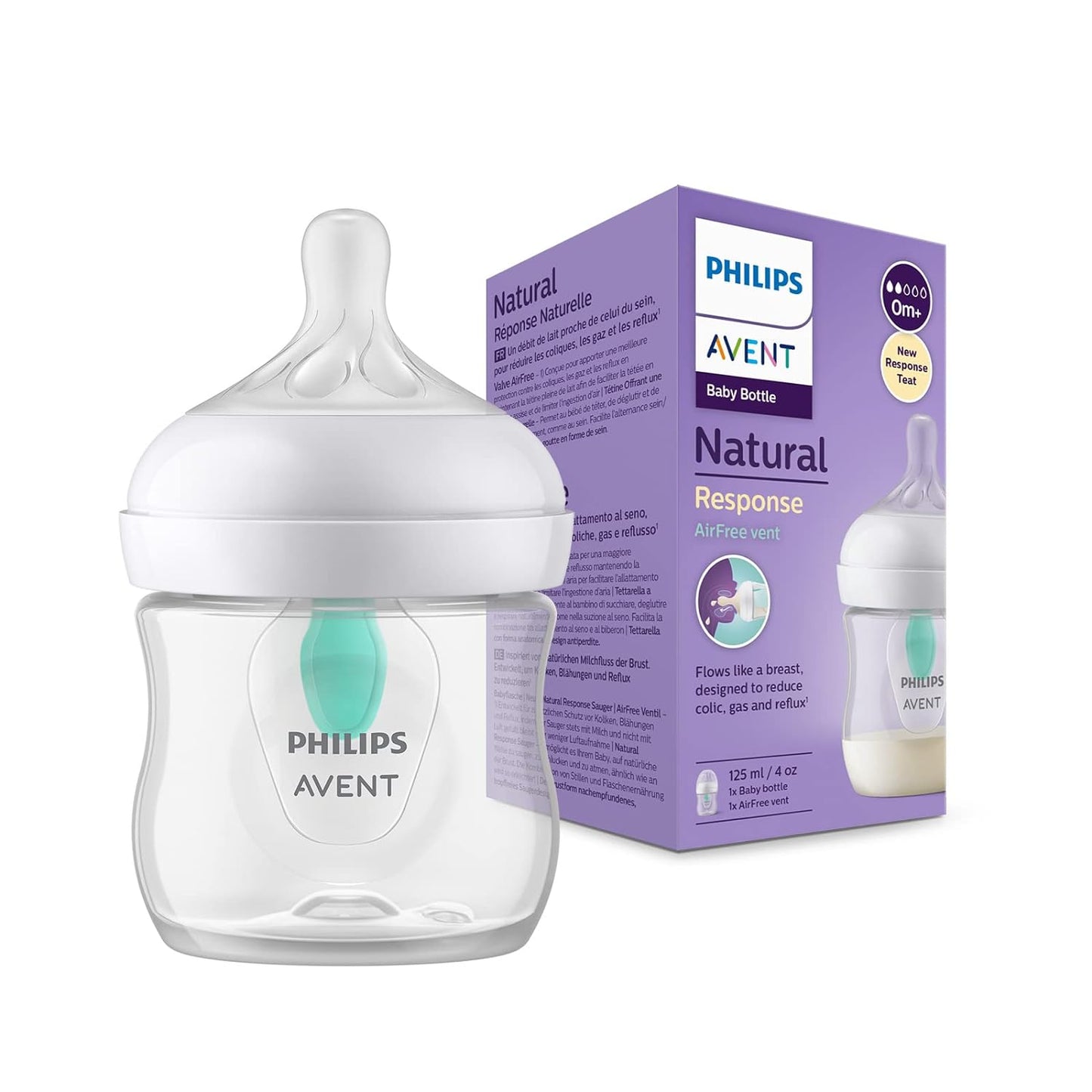 Philips Avent Natural Response 3.0 Baby Bottle 125ml with Airfree Vent (SCY670/01)