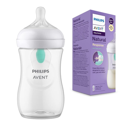 Philips Avent Natural Response Baby Bottle - 260ml Baby Milk Bottle with AirFree Vent, BPA Free for Newborn Babies Aged 1 Months+ (Model SCY673/01)