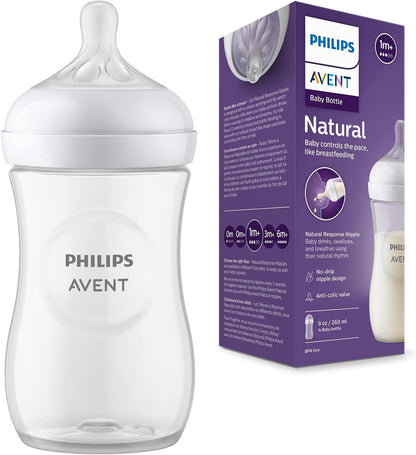 Philips Avent Natural Response Baby Bottle- 260ml Baby Milk Bottle for Newborns and Up, BPA Free, 1+ Months (Model SCY903/01)