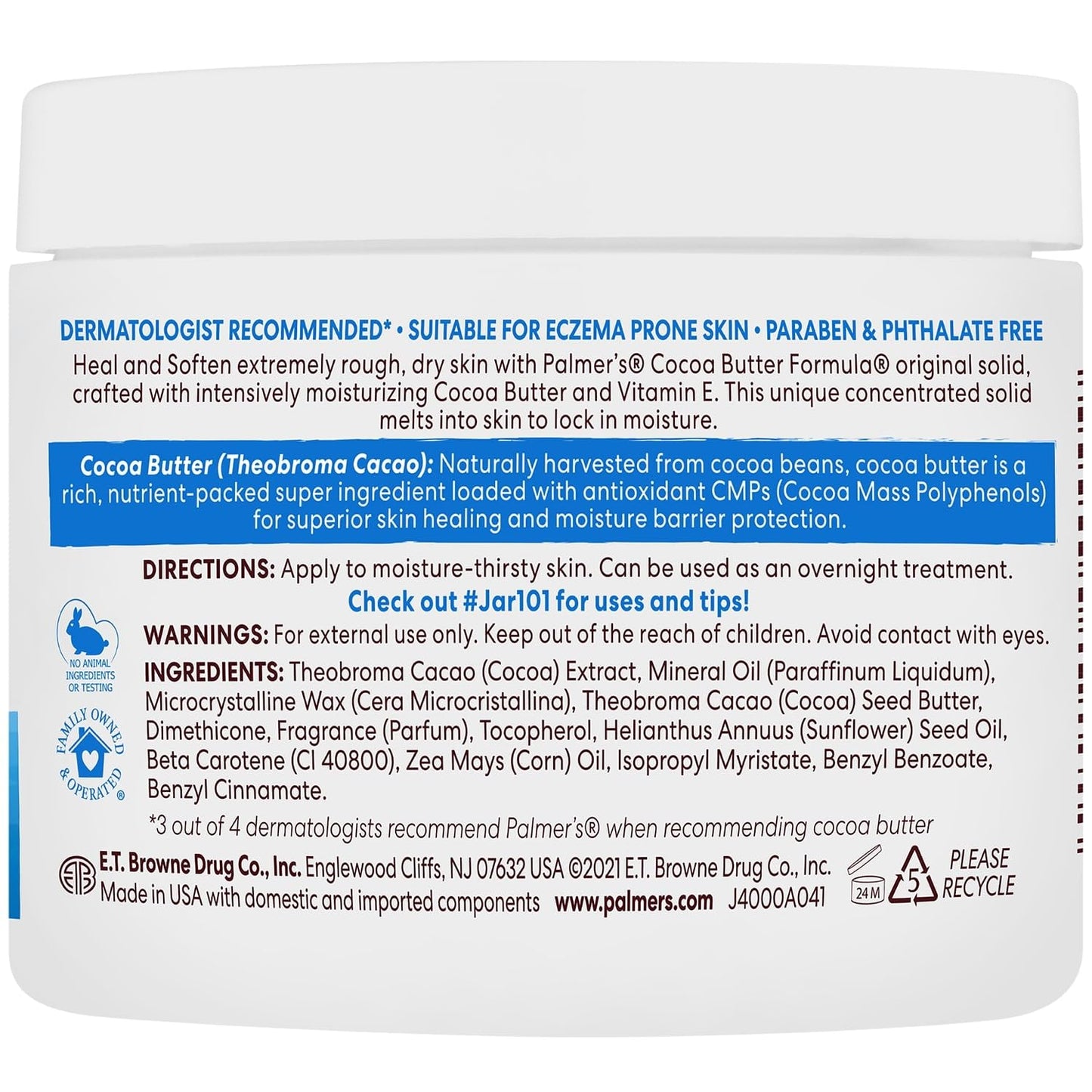 Palmer's Cocoa Butter Daily Skin Cream For Deep Hydration, Removes Makeup, Soothes Cracked Lips, Heels & Reduction of Scars - 100gm