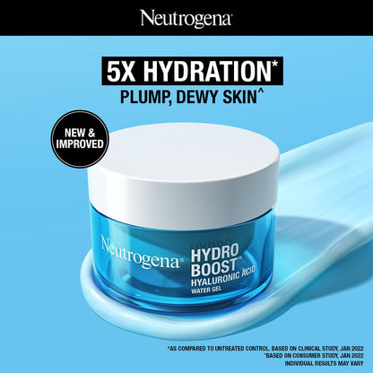 Neutrogena Hydro Boost Hyaluronic Acid Face Moisturizer 50ml | 24 hours long lasting Hydration | Oil free non sticky light water gel fast absorbing| Daily use | All Skin Types | For Men & Women 50g