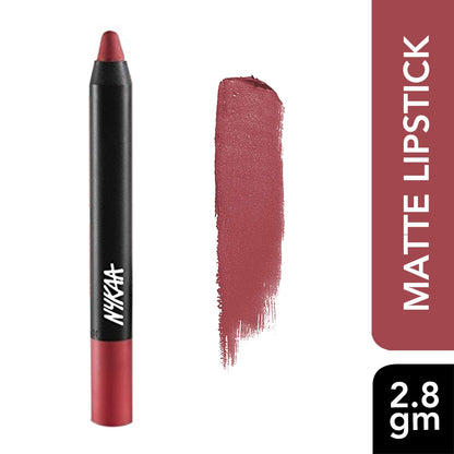 Nykaa MATTE-ilicious Lip Crayon - Pink On Fleek shade No 03 With Prove Your Point Cosmetic Sharpener