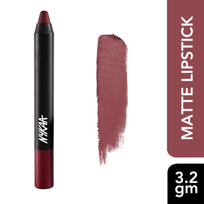 Nykaa MATTE-ilicious Lip Crayon - Perfect Plum shade No 02 With Prove Your Point Cosmetic Sharpener