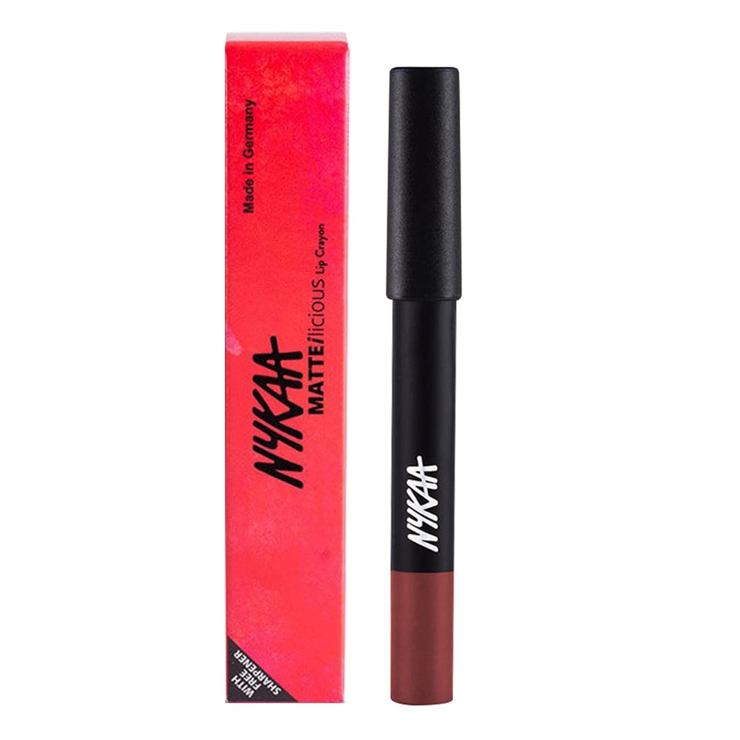 Nykaa MATTE-ilicious Lip Crayon - Jade Rose (2.8gm) shade No 11 With Prove Your Point Cosmetic Sharpener