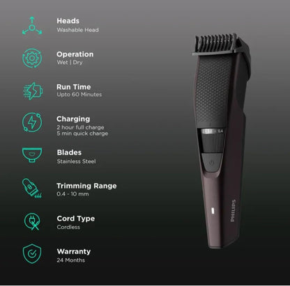 PHILIPS Men Bt 3415/15 3000 Series Beard Trimmer, Battery Powered