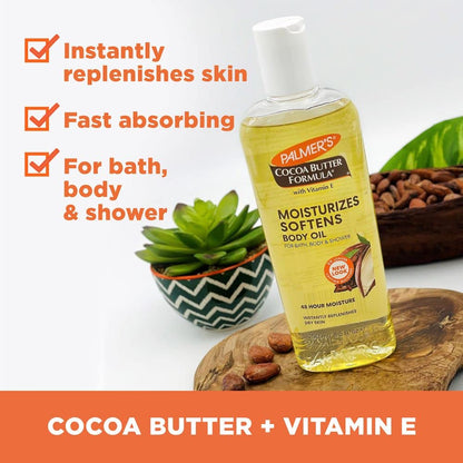 Palmer's Cocoa Butter Formula Moisturizing Body Oil With Vitamin E, Instantly Replenishes Dry Skin, For Bath, Body & Shower 250ml