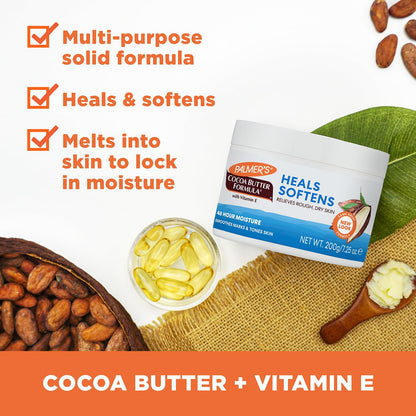 Palmer's Cocoa Butter Daily Skin Cream For Deep Hydration, Removes Makeup, Soothes Cracked Lips, Heels & Reduction of Scars - 200gm