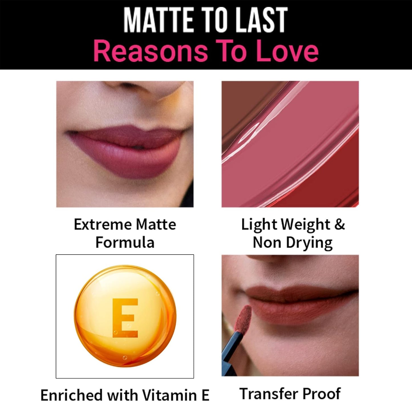 Nykaa Matte to Last Liquid Lipstick, Matte Finish, 5 ml - 01 Bombae